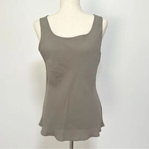 NWT Lafayette New York 148 Matte Silk Bias Cut Tank 12 Osprey Tan Khaki Top $268